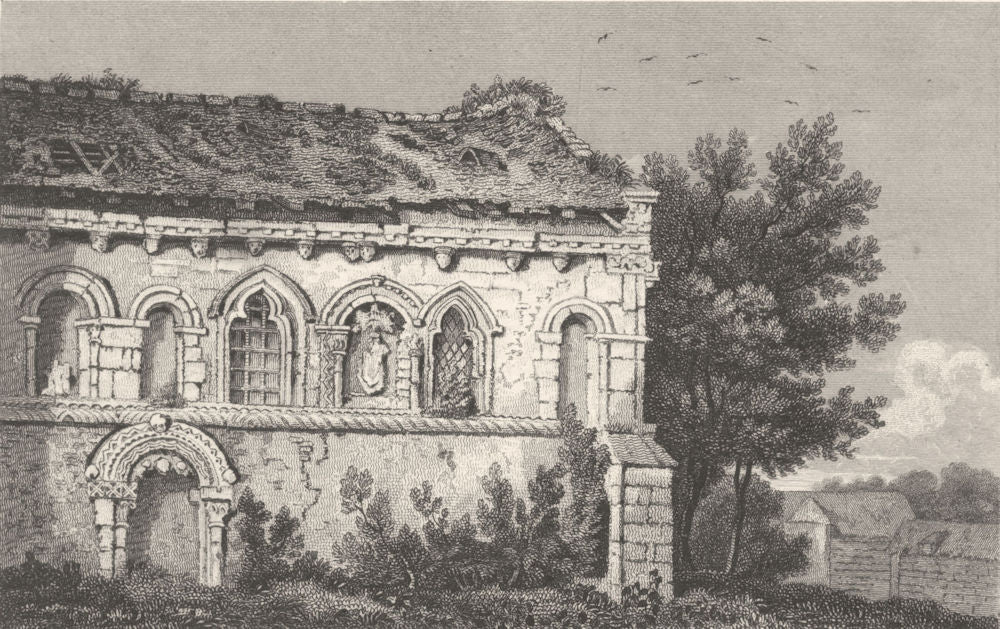 KENT. Barfristone Barfriston Church, Kent. Allen 1833 old antique print